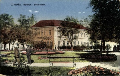 A Pavilion in the Promenade Park, Strollers on the Gravel Path, Danube Park, Novi Sad, 1896–1918
