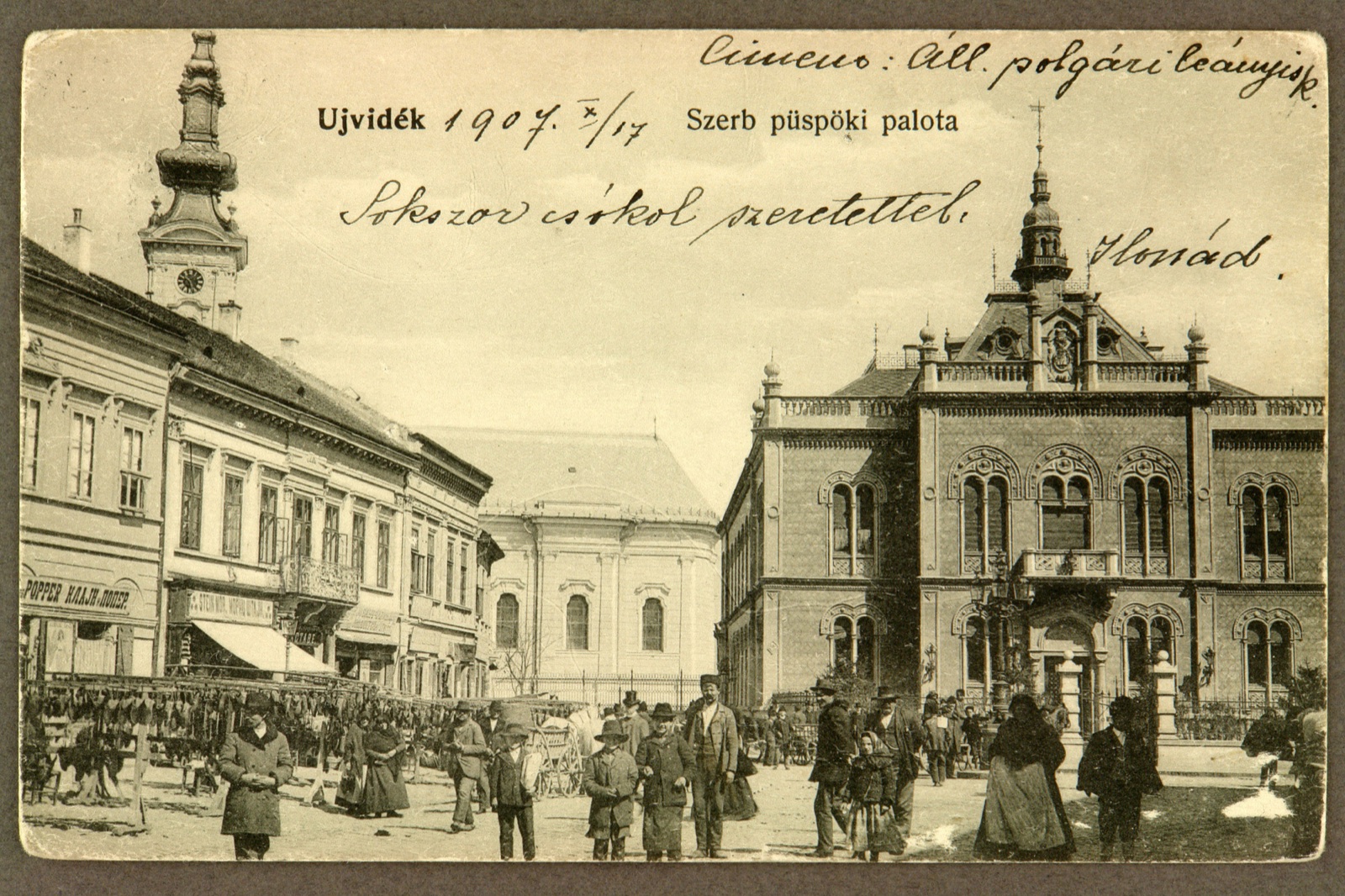 Der serbische Bischofspalast, Neusatz, datiert Oktober 1907, Bischofspalais
