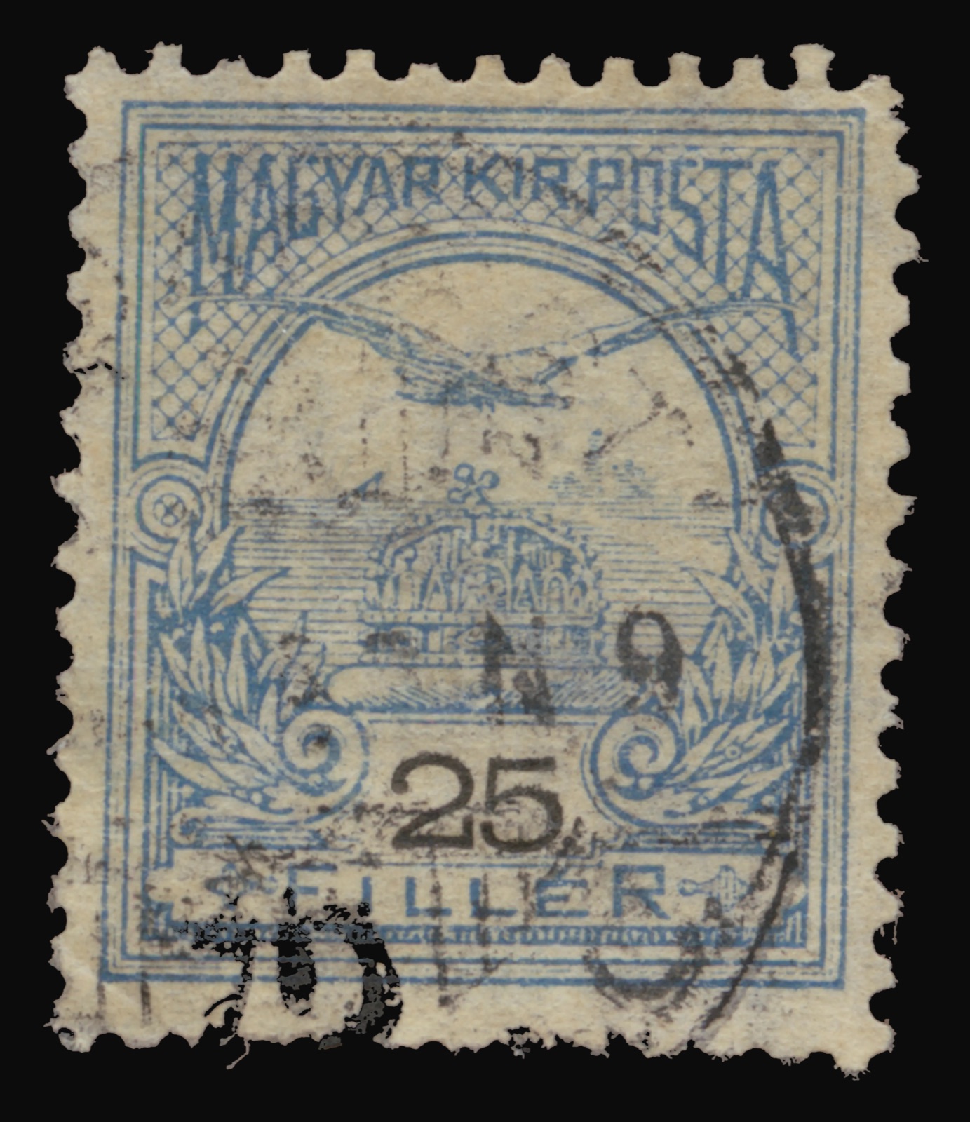 Twenty-five-fillér Turul stamp of Hungary, 1900, Novi Sad