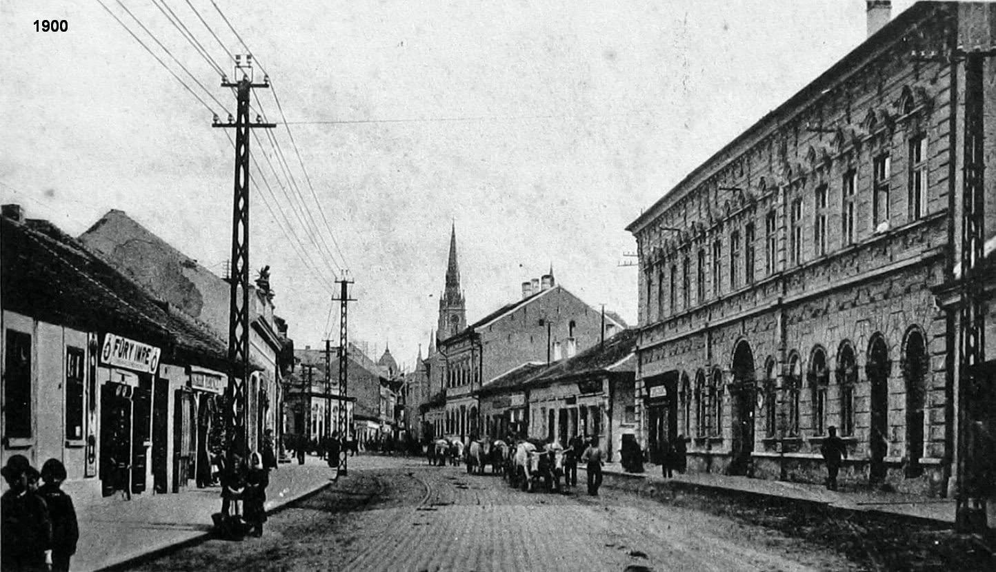 The long street toward the church spire, Name of Mary Church, Novi Sad, 1893-1911