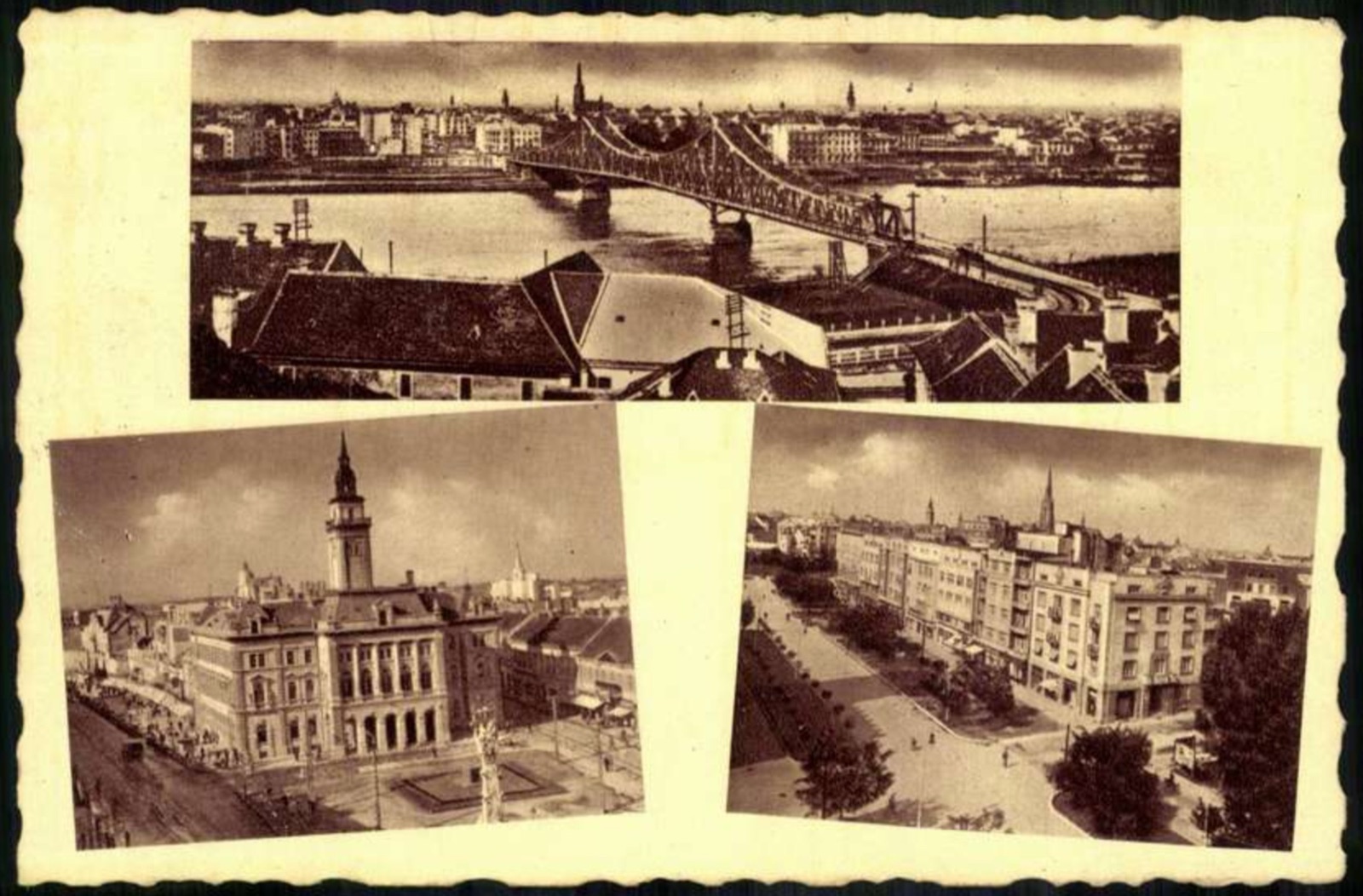 Three Views of Novi Sad: Bridge, Town Hall and Boulevard, Prince Tomislav Bridge, 1919–1941