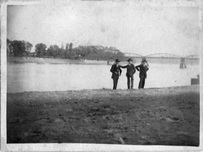 Three young men on the bank below the fortress, Petrovaradin Fortress, 1917