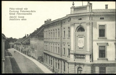 Jelačić Street, Petrovaradin, looking down the row of houses, Novi Sad, 1896–1918