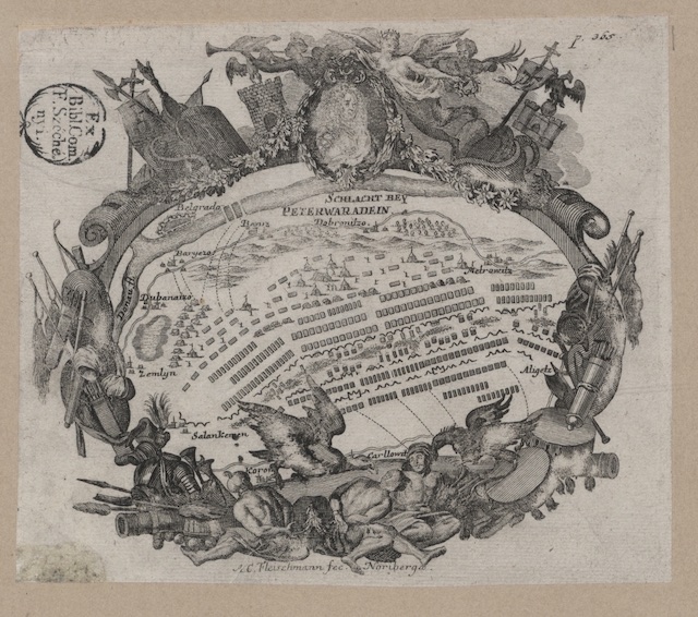 The Battle at Peterwaradein, 1716, by J. C. Fleischmann of Nuremberg, Vezirac, Petrovaradin