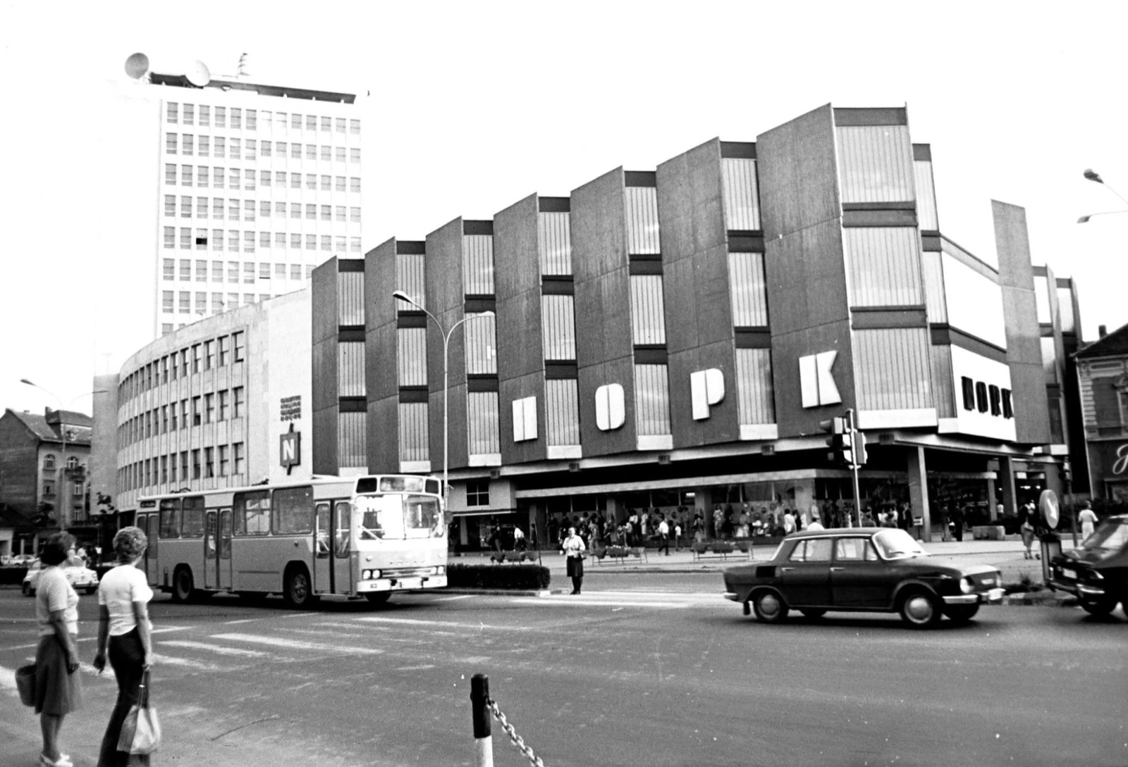 The NORK department store on the corner, Novi Sad, 1970s