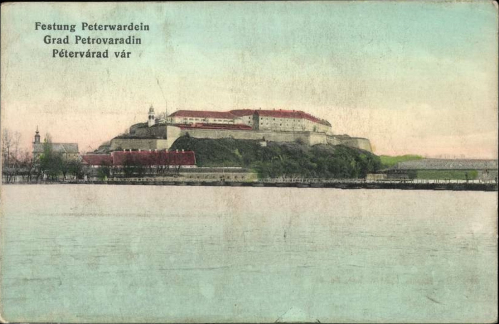 Petrovaradin Fortress, a Hand-Tinted View Across the Danube, 1915, Novi Sad