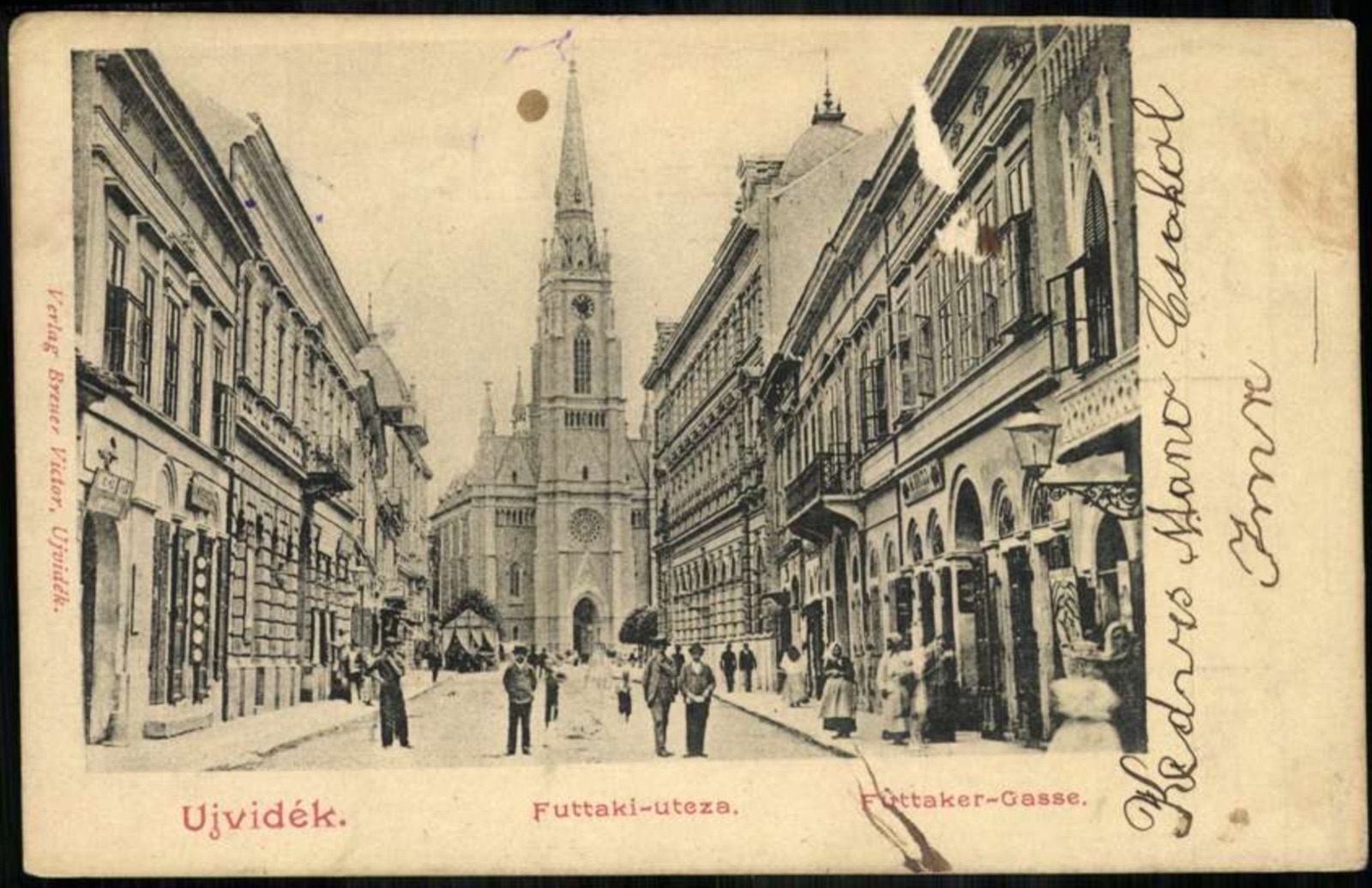 Futtaki Street, a Woman in Folk Dress Before the Church, Name of Mary Church, Novi Sad, 1896–1918