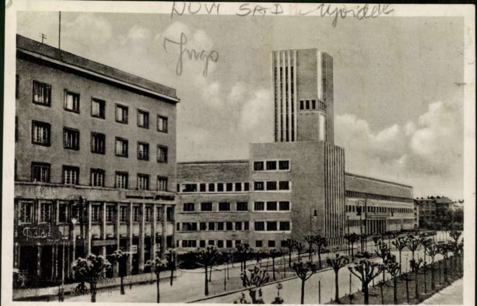Modernist Tower Beside a Plain Apartment Block, 1941, Banovina Palace, Novi Sad
