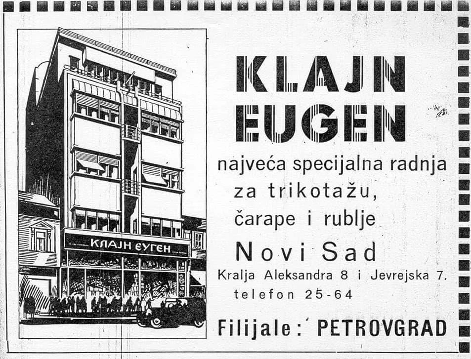 Klajn Eugen, knitwear and stockings, Kralja Aleksandra Street, Novi Sad, 1935-1941