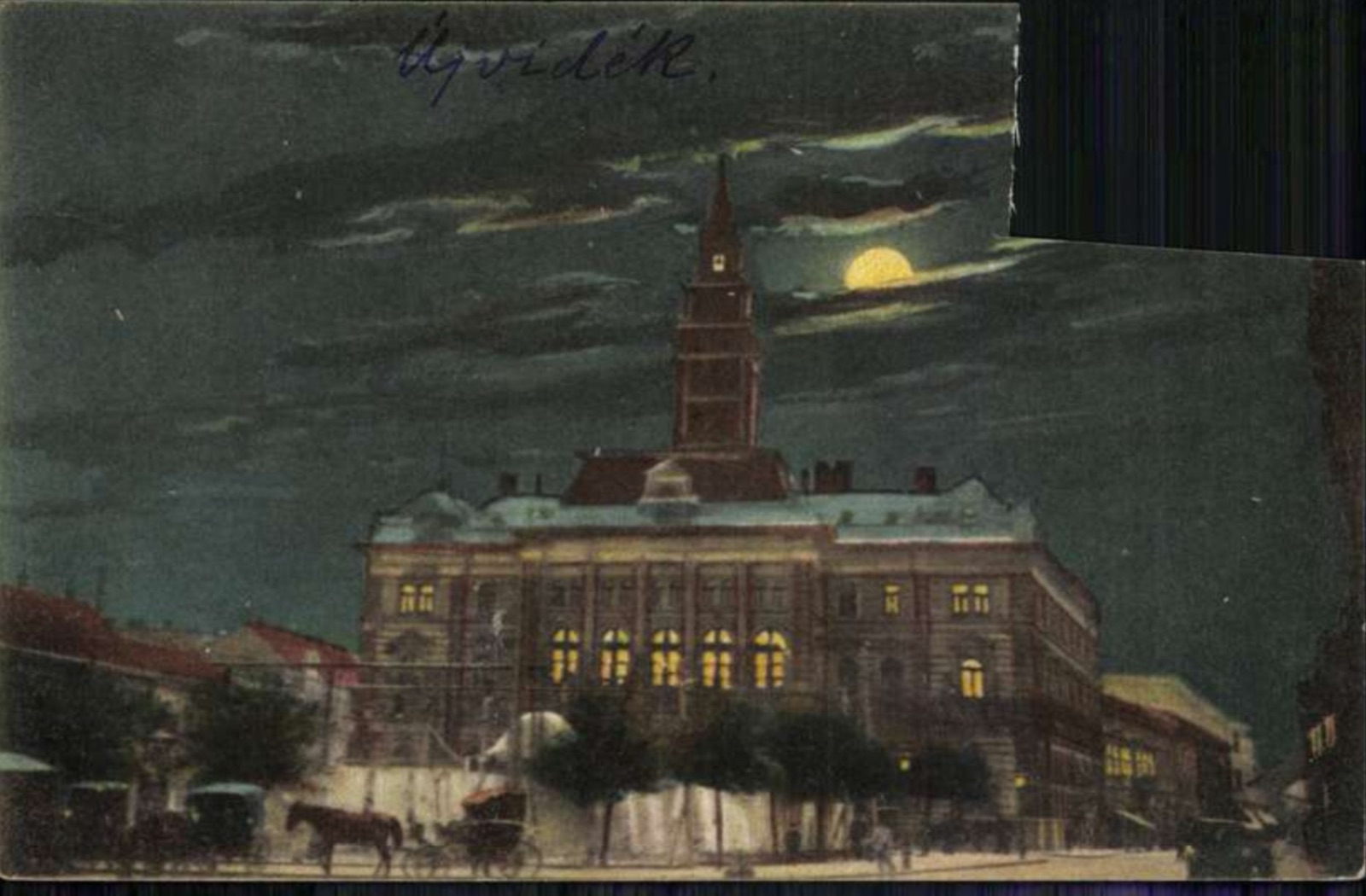 The Town Hall by moonlight, Novi Sad, by December 1914