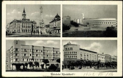 Four Views: Town Hall Square, a Modern Tower and the Agraria Block, The Merchant Youths' Home, Novi Sad, by August 1942