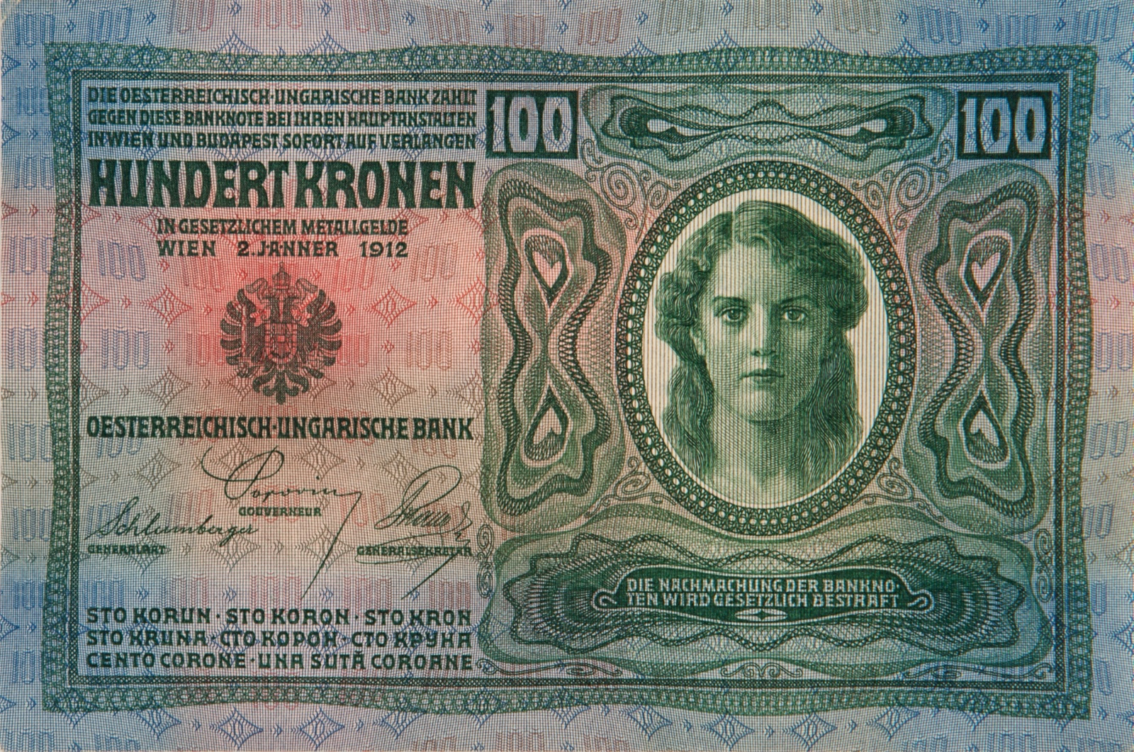 Hundred-kronen note of the Austro-Hungarian Bank, 1912, Novi Sad