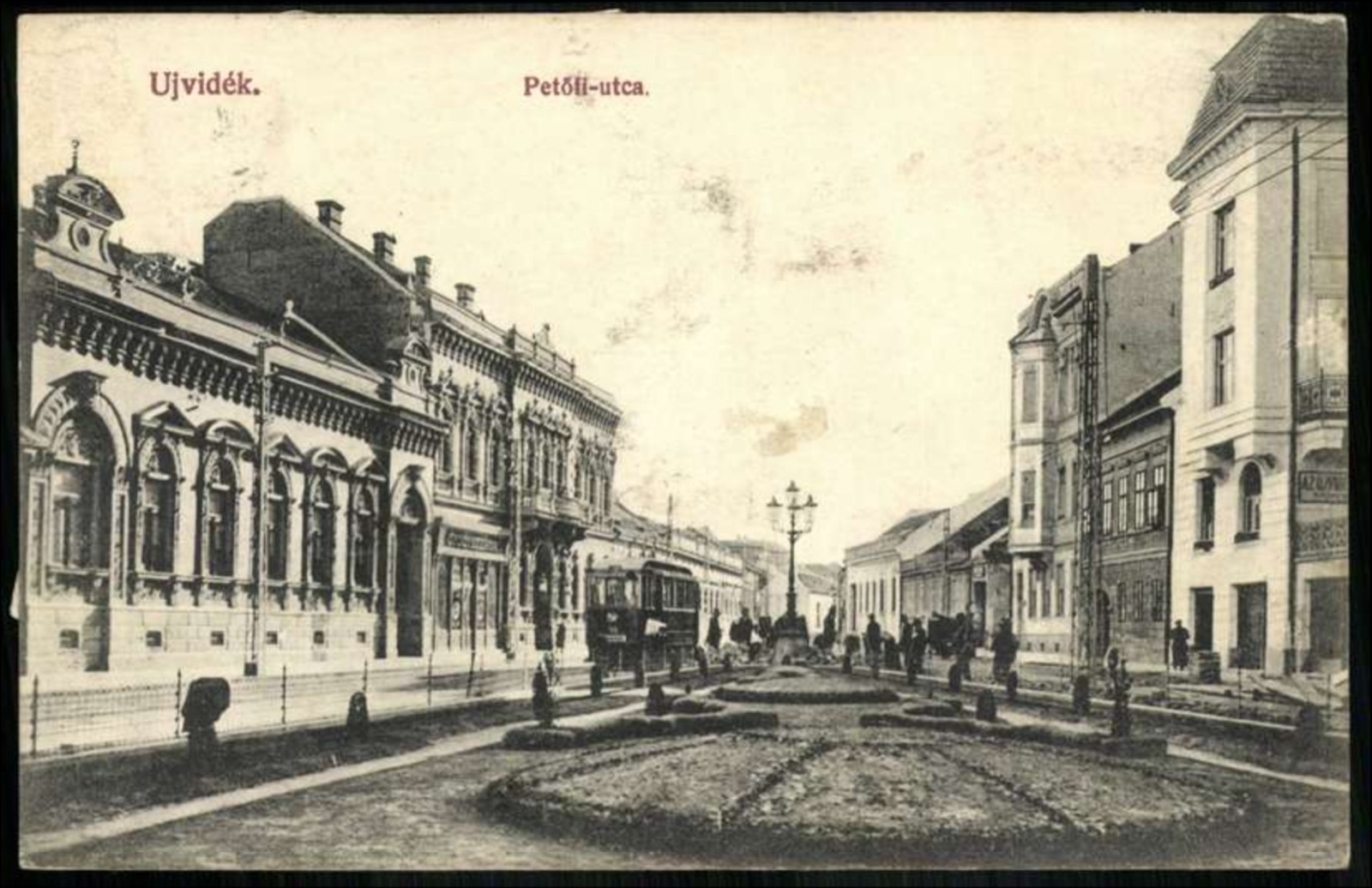 Petőfi Street, a Tram Passing the Garden Median, Novi Sad, by May 1913