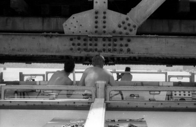 Passing Under the Riveted Girders, Danube Railway Bridge, 1964, Marshal Tito Bridge, Novi Sad