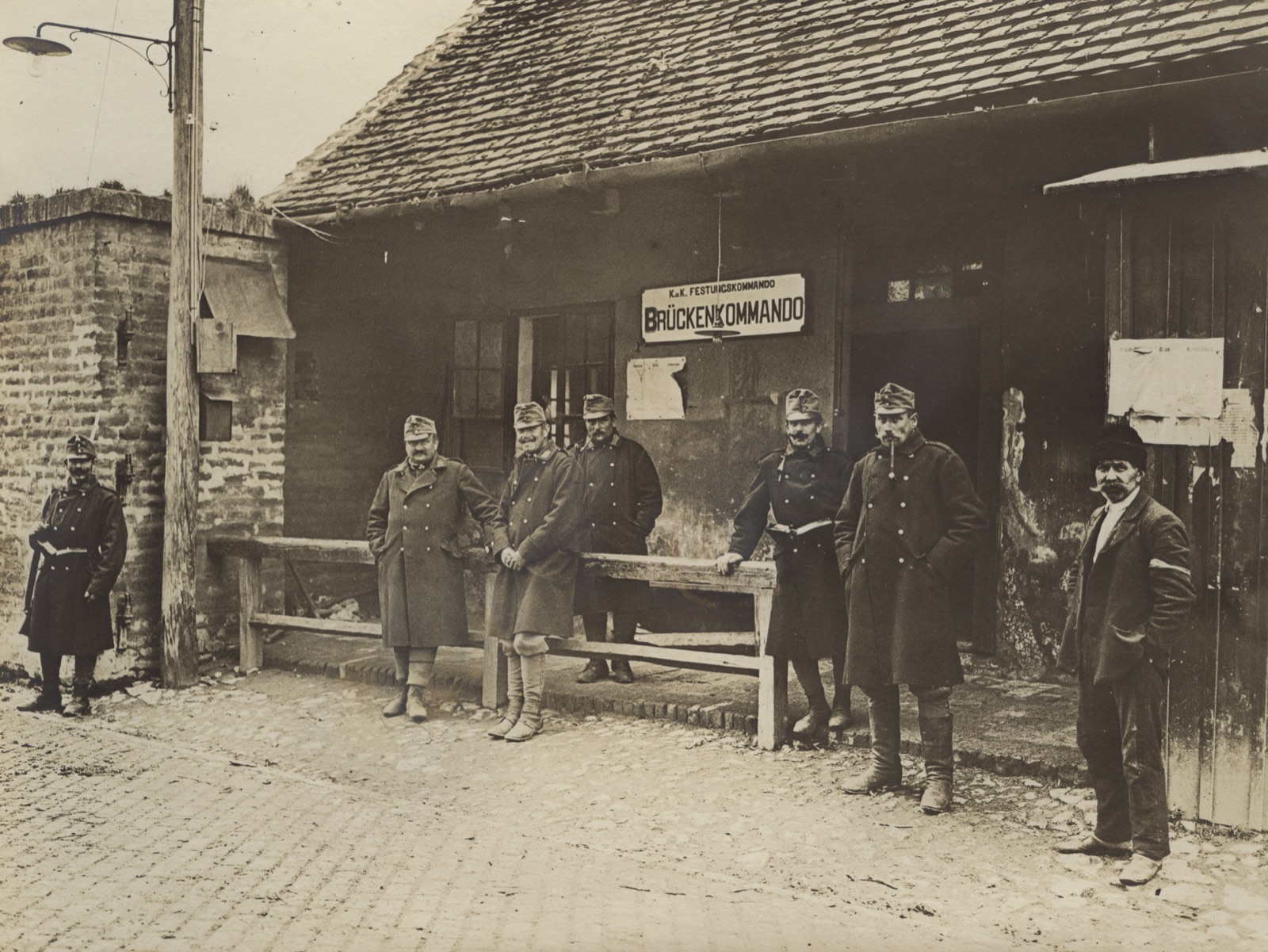 Guards at the Bridge Command, Novi Sad to Petrovaradin, Pontoon Bridge, 1914