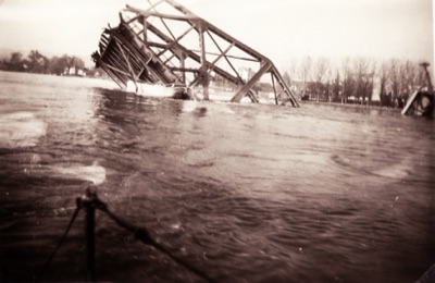 The Wrecked Road Bridge in the Danube, Novi Sad, 1941, Prince Tomislav Bridge
